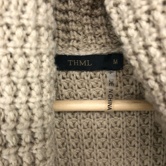 THML Thick Knit Cream Open Cardigan Sweater - Picture 2 of 4